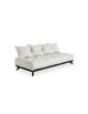 Senza Sofa with black finish frame and natural fabric