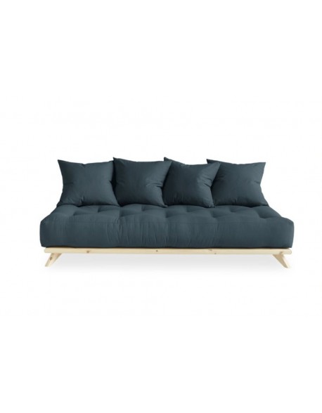 Senza sofa daybed in Petrol Blue fabric with natural frame