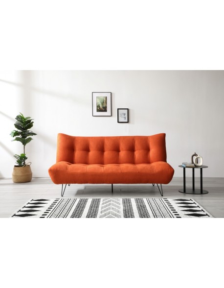 Lux sofa bed in orange soft touch chenille
