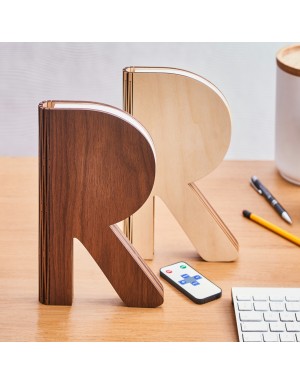 The R Space lamp in Maple and Walnut