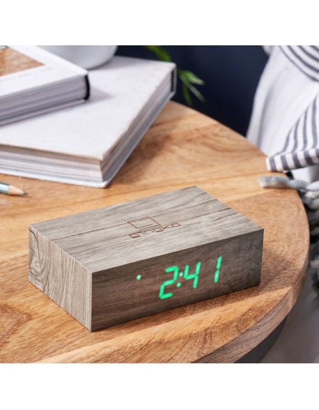 The Flip Click Clock has an LED display and touch sensitive controls