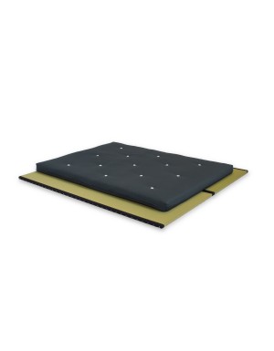The Monk Futon unrolls into a comfy double size guest bed. Here in Navy cotton drill fabric