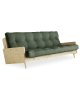 Indie Futon Sofa Bed - Natural frame with Olive Drill Futon