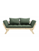 The BeBop Futon Daybed with natural finish frame and olive green futon mattress