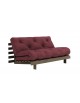 Roots 160 Carob Brown frame and Bordeaux Red futon mattress