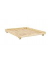 Social bed features strong pine slatted platform