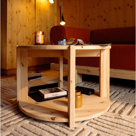 Round Tuck Coffee Table with Low Shelf