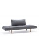Zeal opens into a comfy single bed. Twist Granite fabric and Stem legs.