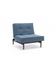 Innovation Splitback Chair in Mixed Dance Light Blue fabric with Dark Wood Styletto legs
