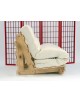 Tri Fold type futon mattress fits on two seat sofa bed bases in a semi 'S' shape.