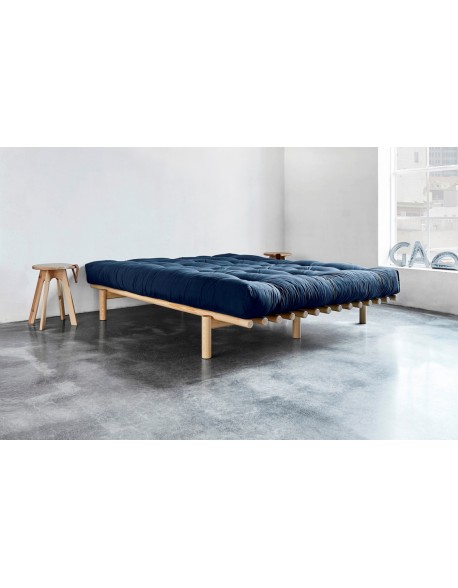 The Pace futon bed in Natural finish with Navy futon mattress