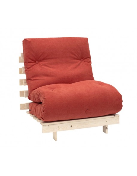 The Senjo Futon chair bed in Bright Orange fabric