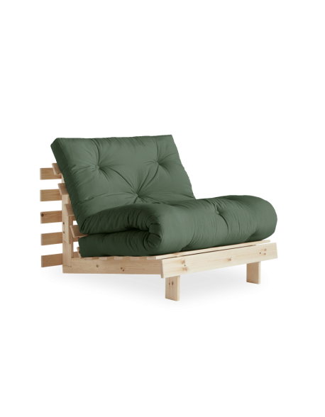 Roots Futon chair bed, natural frame, Olive futon